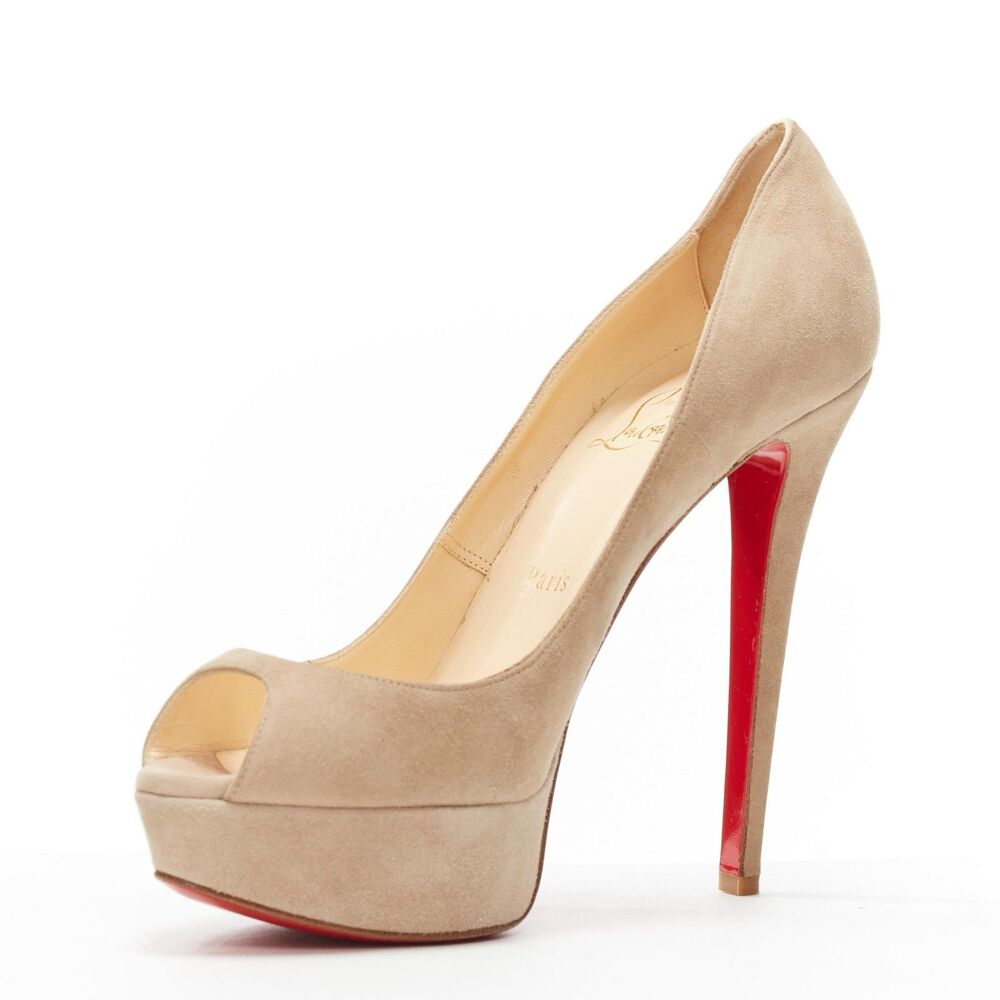 Christian Louboutin Verita 150MM Taupe Suede Pumps EU 39.5 US 9.5 USED-GOOD